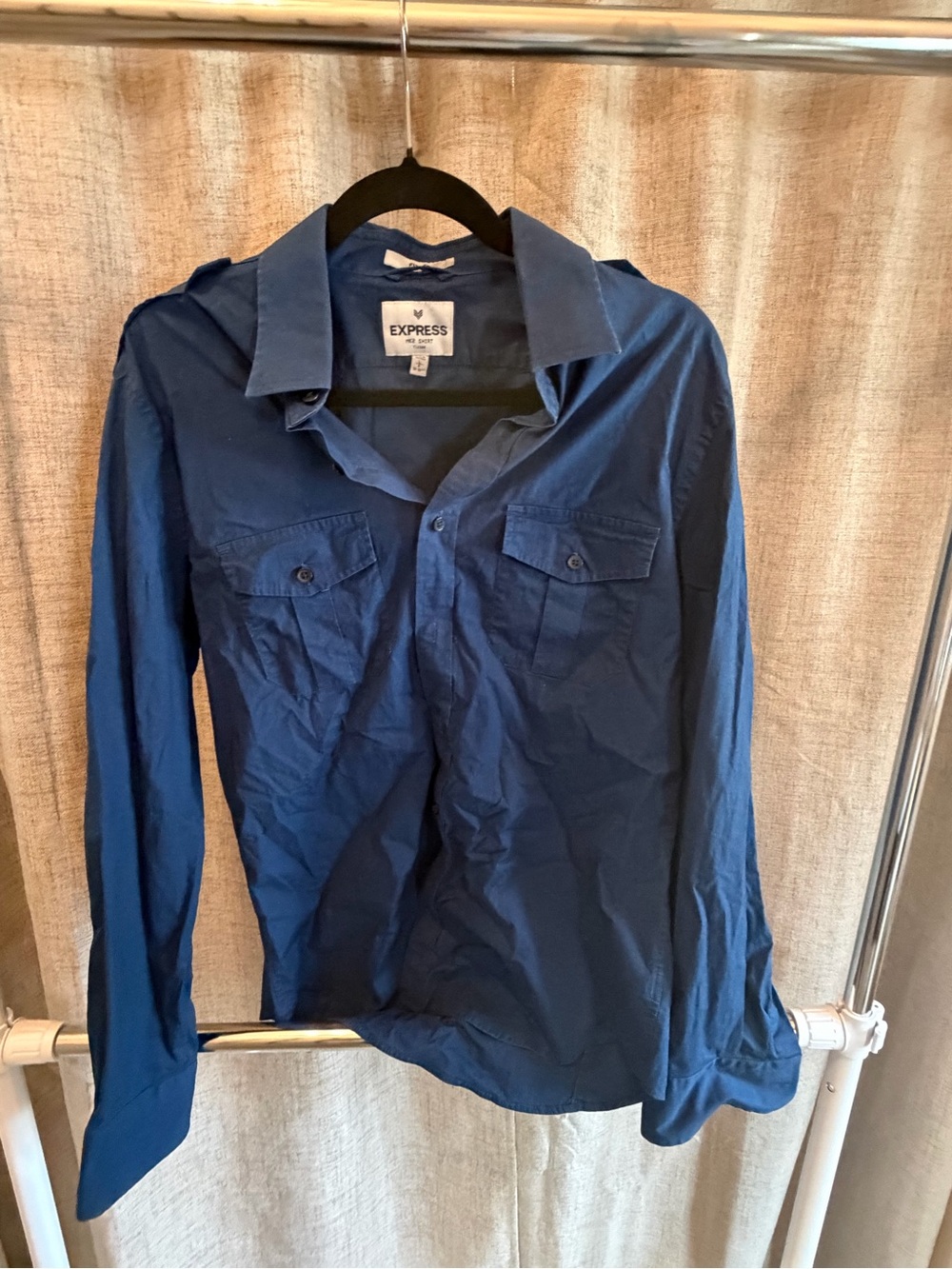 Express Blue Fitted Button-Up Shirt